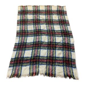 Vintage "Glentana" Scotland Mohair Wool Plaid Lap Throw Blanket Holiday 50x70